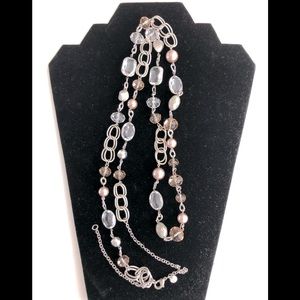 Ann Taylor Loft 24” chain, pearl, beaded necklace